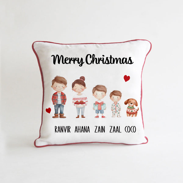 Adorable Square Family Cushion - 5 People/Pets